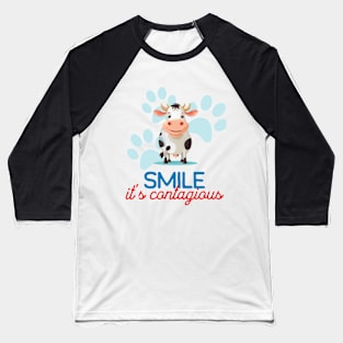 Cute Cow Minimalist Style Art | Smile, it's contagious. Baseball T-Shirt